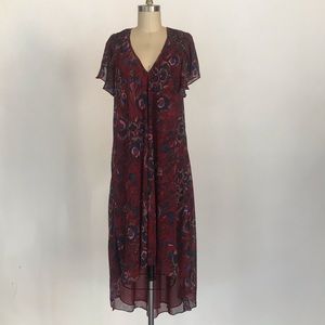 High low peacock feather print dress